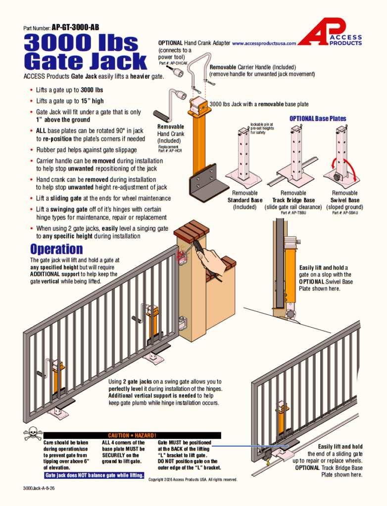 3000 lb gate jack